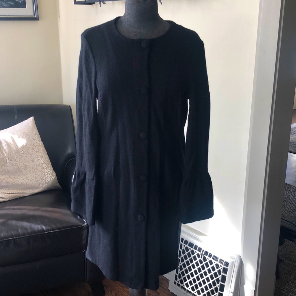 Nannette boiled wool black overcoat